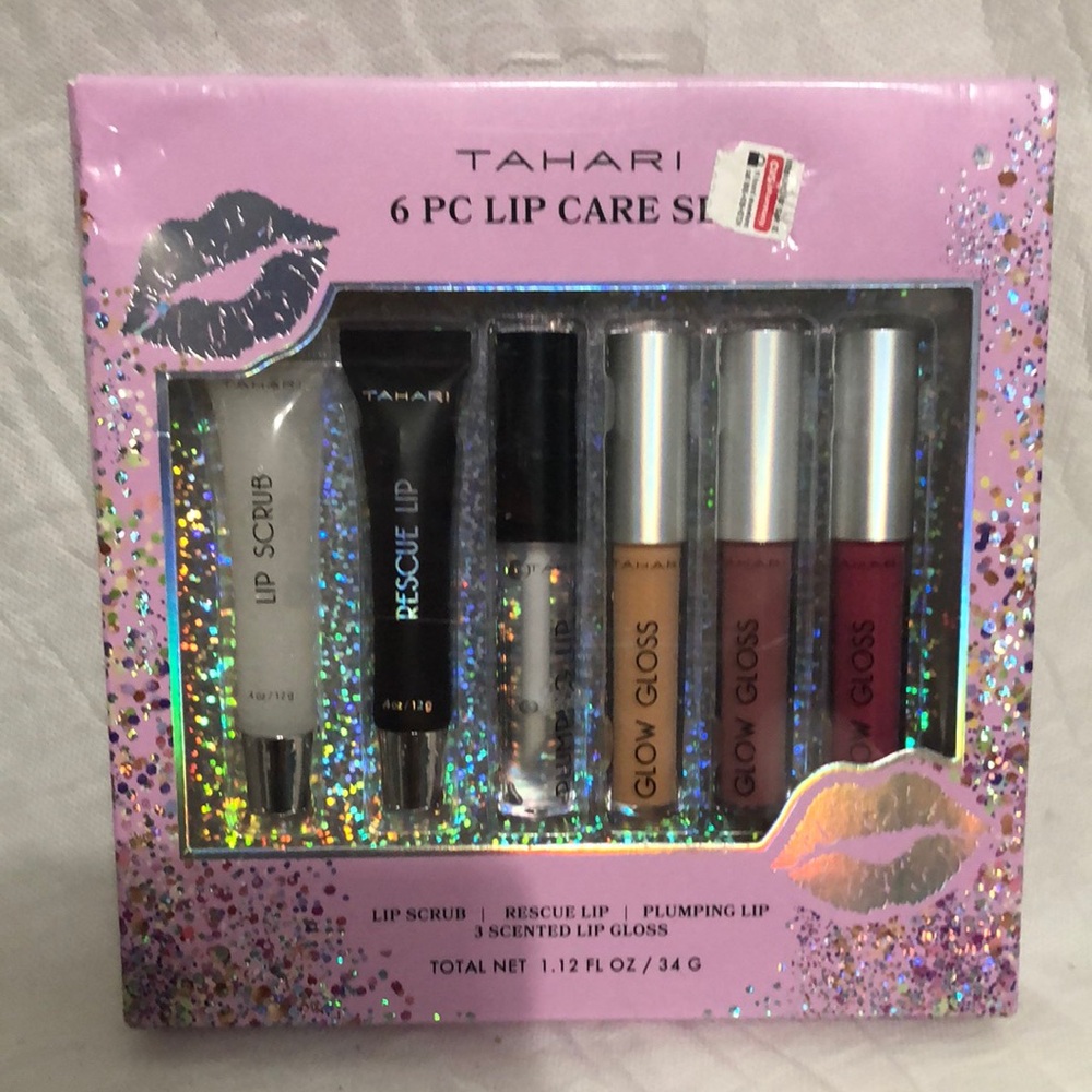 Tahari 6-Piece Pink Lip Care Set - Lip Scrub, Rescue & Glow Glosses